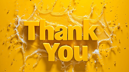 Image showing Yellow Glossy Surface Thank you concept creative art poster.