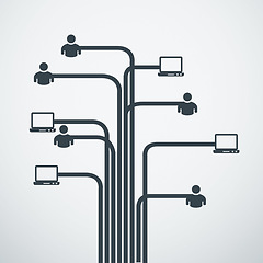 Image showing Icon, computer and connectivity with lines for network, communication or digital expansion. Symbol, sign and pc with cables, information technology and highway for data science with speed on internet