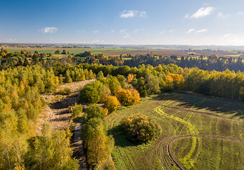 Image showing Aerial view of autumn countryside, traditional fall landscape in central Europe