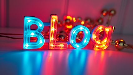 Image showing Colorful LED Blog concept creative art poster.