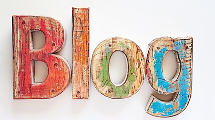 Image showing The word Blog created in Collage Typography.