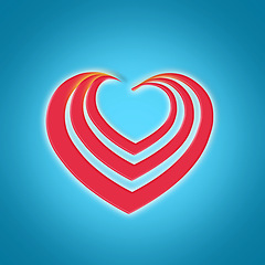 Image showing Illustration, heart and creative symbol for love or devotion, care and blue background. Shape, romance and sketch for valentines day celebration, icon and abstract art for support or peace emotion