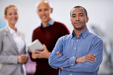 Image showing Managers, warehouse and inspection for commerce, trade and business for shipping and storage. Man, woman and startup for entrepreneur, workplace and industry for career productivity and distribution