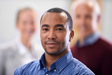 Image showing Factory, manager and portrait as warehouse inspector for shipping as distribution professional for storage. Business people, portrait and diversity on site and quality assurance in industrial plant