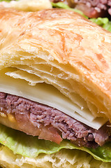 Image showing gourment roast beef sandwich on croissant