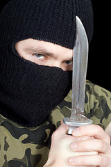 Image showing Portrait of  the criminal with a knife 