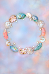Image showing Shell and Pearl Abstract Wreath on Rainbow Sky