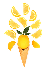 Image showing Surreal Ice Cream Cone with Healthy Lemon Fruit