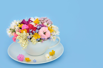 Image showing Summer Flower Surreal Teacup Decoration