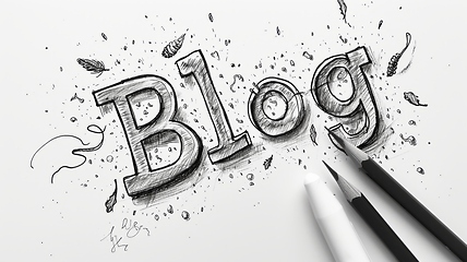 Image showing The word Blog created in Ink Drawing.