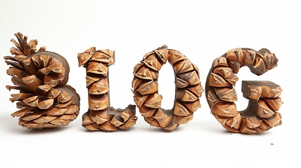 Image showing The word Blog created in Large Pinecone Letters.