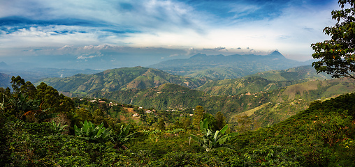 Image showing Idyllic countryside with rolling hills near Santa Barbara, Antioquia department, Colombia
