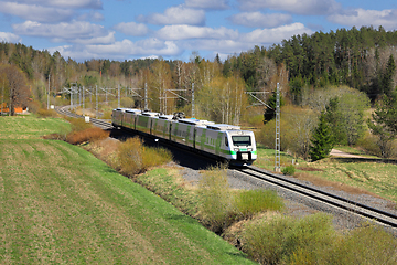 Image showing Spring Landscape with VR Group Pendolino Express Train 