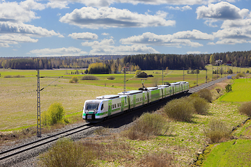 Image showing Rural Landscape with VR Group Pendolino Express Train