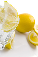 Image showing soda water and lemon slices