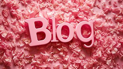 Image showing Pink Blog concept creative art poster.