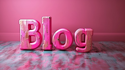 Image showing Pink Blog concept creative art poster.