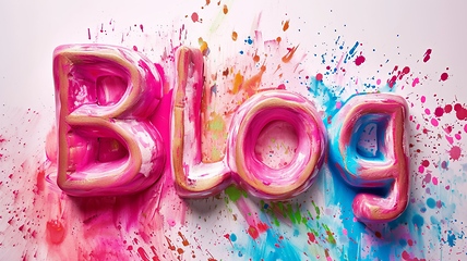 Image showing Pink Blog concept creative art poster.