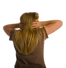 Image showing Girl Back Turned Ears Covered