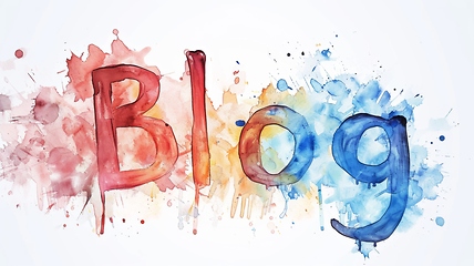 Image showing The word Blog created in Watercolor and Ink Collage.