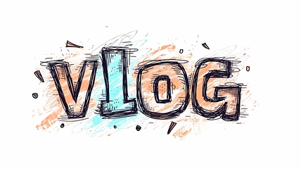 Image showing The word Vlog created in Minimalist Drawing.