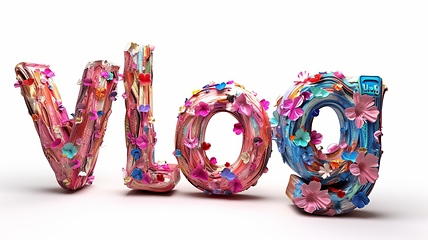 Image showing The word Vlog created in Mixed Media Sculpture.