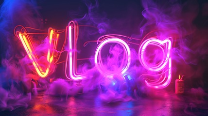 Image showing The word Vlog created in Neon Calligraphy.