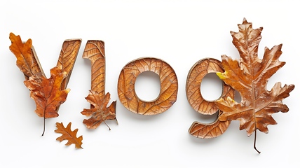 Image showing The word Vlog created in Oak Leaf Letters.