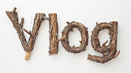 Image showing The word Vlog created in Oak Twig Letters.