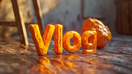 Image showing Orange Marble Vlog concept creative art poster.