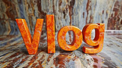 Image showing Orange Marble Vlog concept creative art poster.