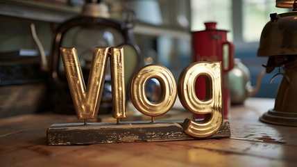 Image showing Antique Gold Vlog concept creative art poster.