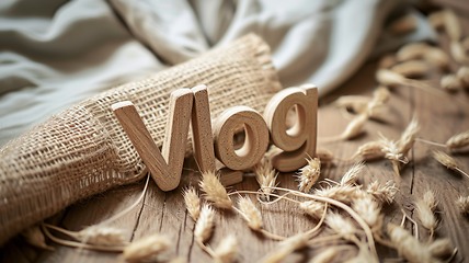 Image showing Beige Vlog concept creative art poster.