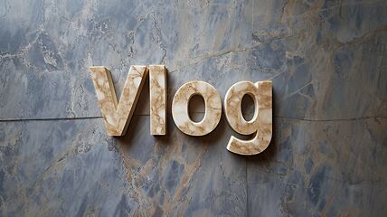 Image showing Beige Marble Vlog concept creative art poster.