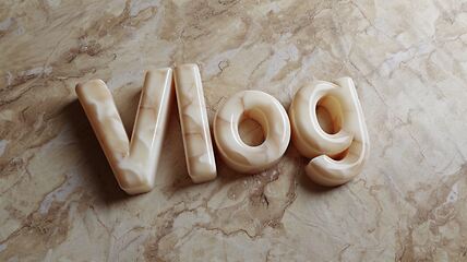 Image showing Beige Marble Vlog concept creative art poster.