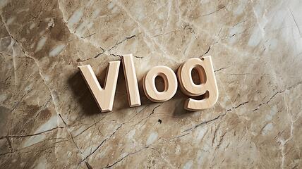 Image showing Beige Marble Vlog concept creative art poster.