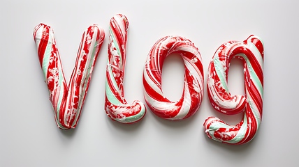 Image showing The word Vlog created in Candy Cane Typography.