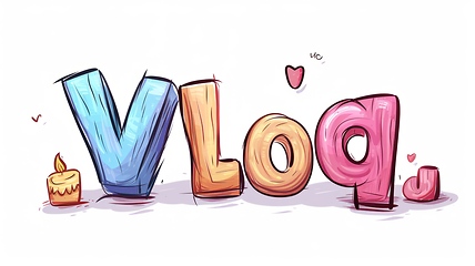 Image showing The word Vlog created in Cartoon Illustration.