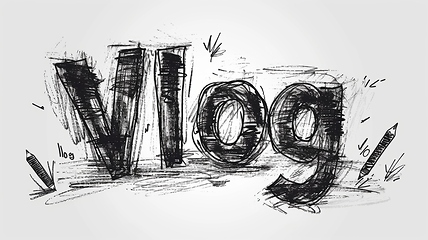 Image showing The word Vlog created in Charcoal Sketch.