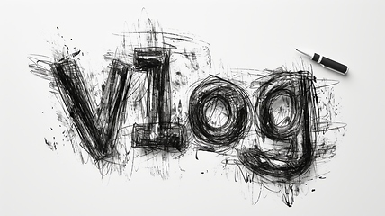 Image showing The word Vlog created in Charcoal Sketch.