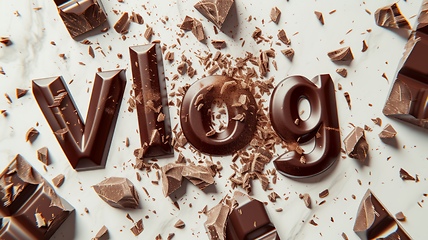 Image showing The word Vlog created in Chocolate Typography.