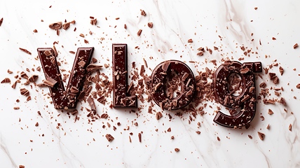 Image showing The word Vlog created in Chocolate Typography.