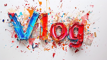 Image showing The word Vlog created in Collage Art.