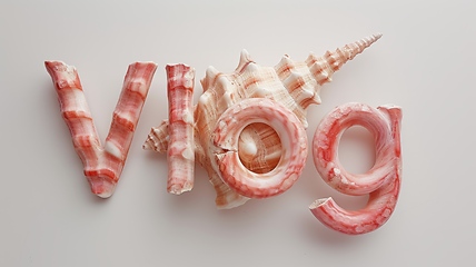 Image showing The word Vlog created in Conch Shell Letters.