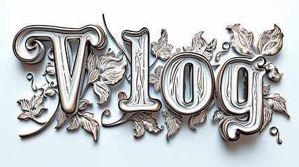 Image showing The word Vlog created in Embossed Calligraphy.