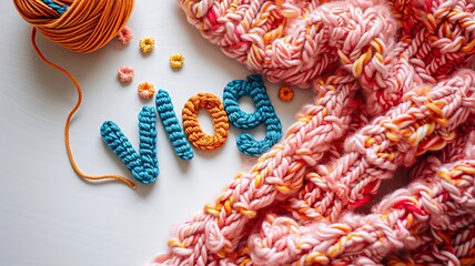 Image showing The word Vlog created in Embroidery Lettering.