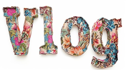 Image showing The word Vlog created in Fabric and Textile Collage.