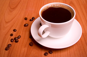 Image showing cup of coffee and beans