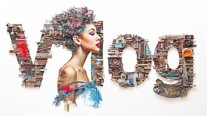 Image showing The word Vlog created in Found Object Collage.