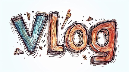 Image showing The word Vlog created in Hand-Lettering.